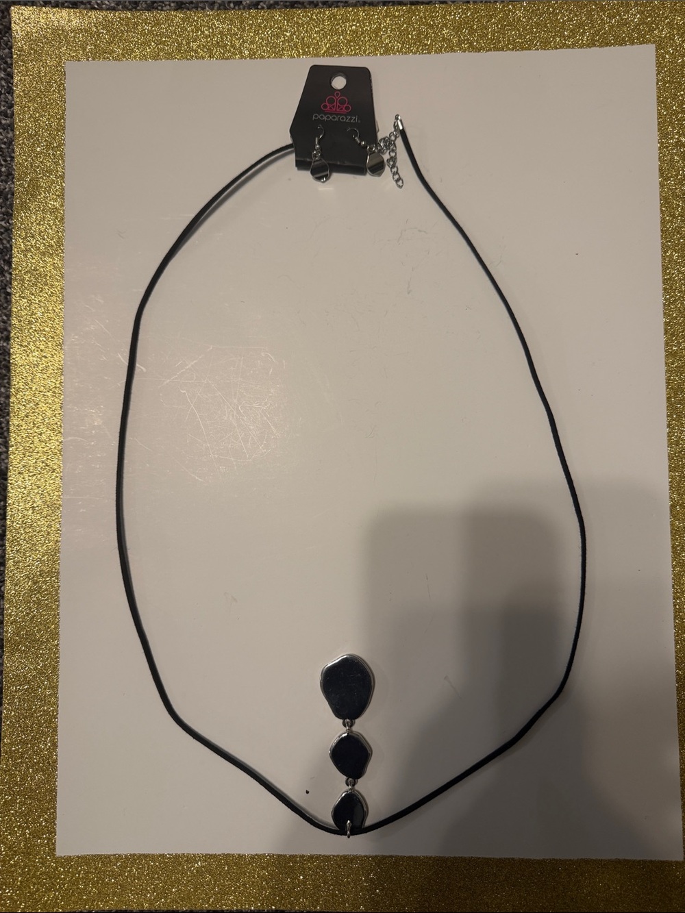 paparazzi Black Trio Teardrop Pendant Necklace